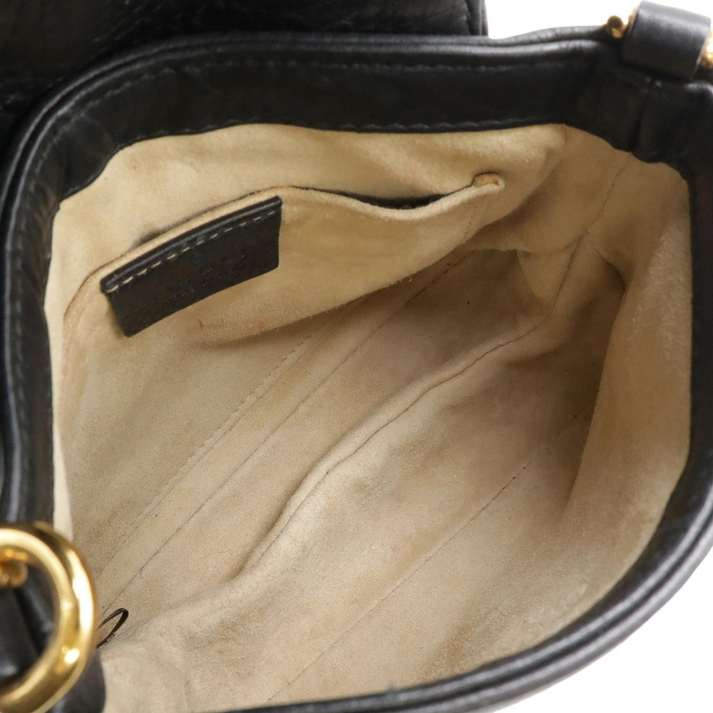 Gucci Double G Chain Bag Shoulder Pouch Clutch Leather Black - Picture 5 of 6